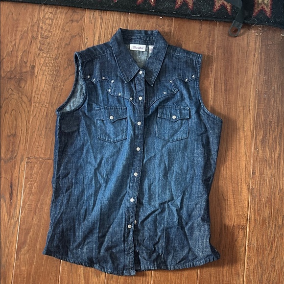 Wrangler Dark Blue Denim Sleeveless Top - Picture 1 of 3